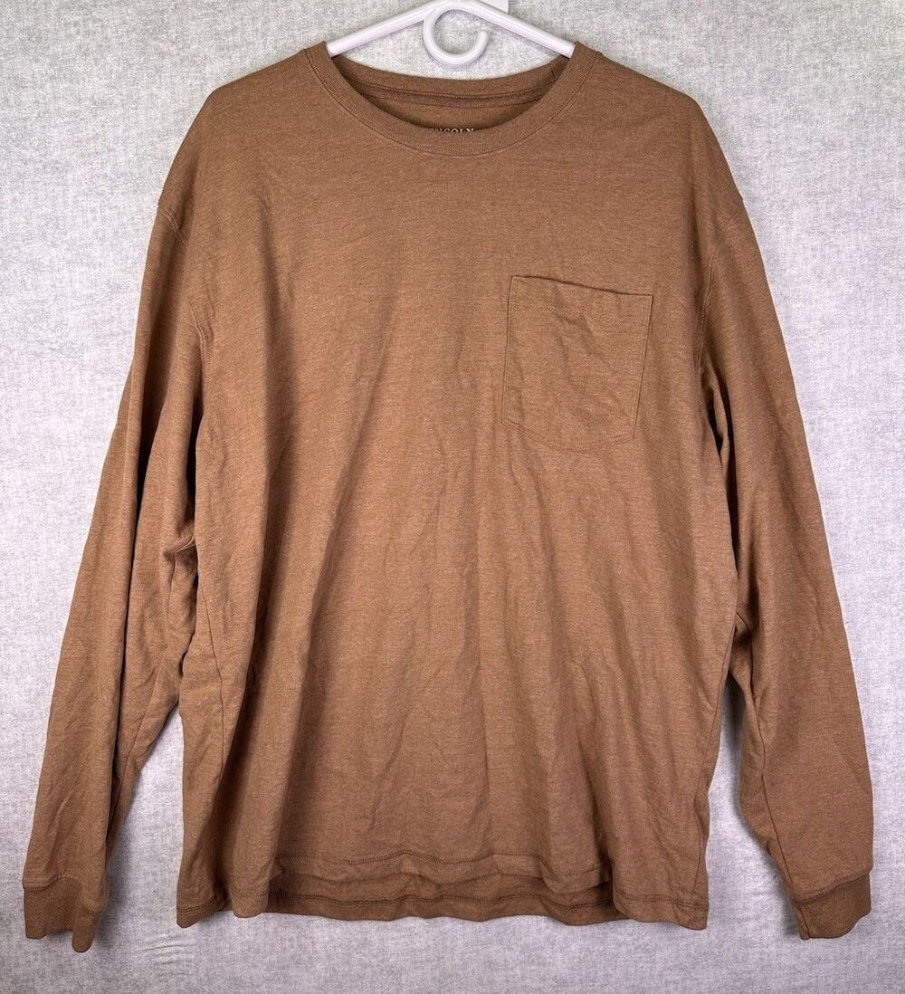Lincoln Outfitters Shirt Men Brown Large Heavyweight Front Pocket EUC Work Gear
